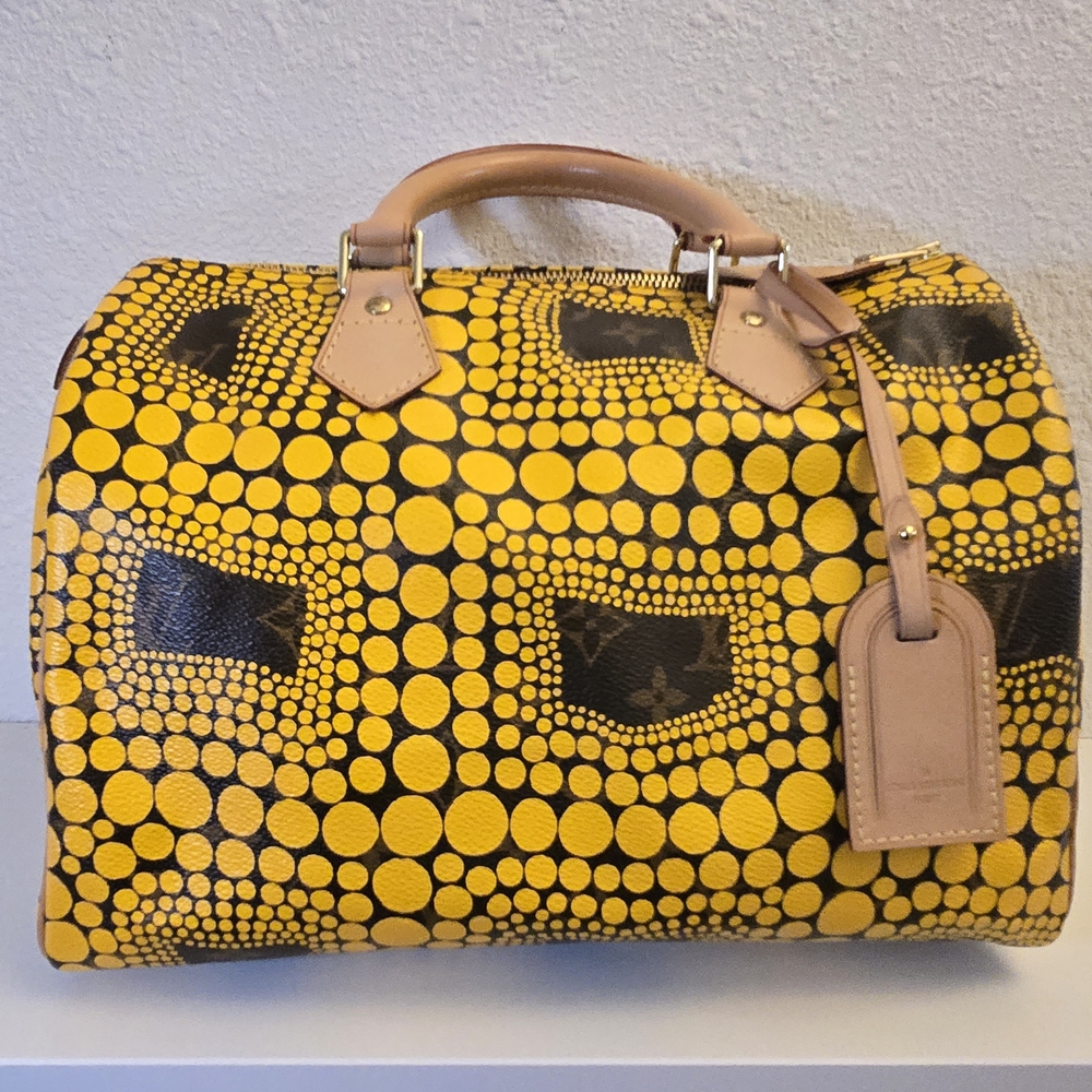 Yellow and Black Patterned Handbag